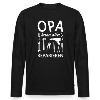 Opa kann alles reparieren Werkzeug Heimwerker - Männer Premium Bio Langarmshirt - Schwarz - Vorne - Nico (187cm)