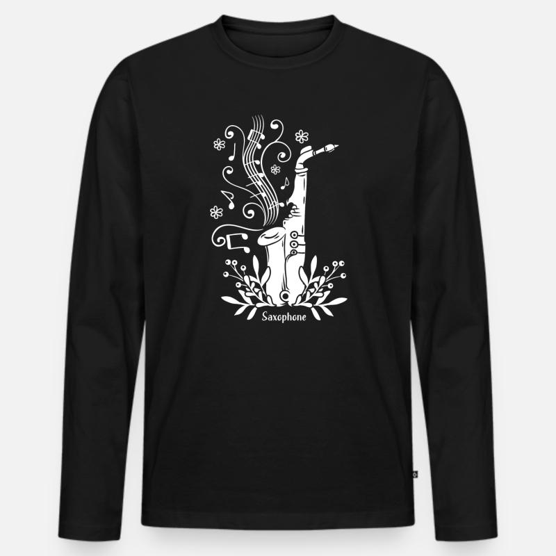 Saxophon Musikinstrument Jazz - Männer Premium Bio Langarmshirt - Schwarz