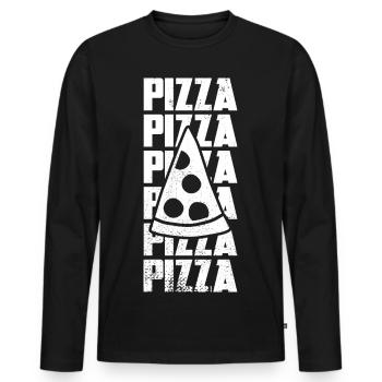Tranche de pizza - T-shirt manches longues Premium bio Homme - noir - Devant - Nico (187cm)