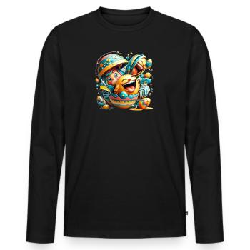 Easter graphic design in Mixed Dimensions style - Männer Premium Bio Langarmshirt - Schwarz - Vorne - Nico (187cm)