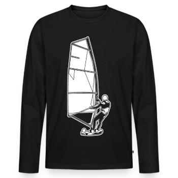 Véliplanchistes - T-shirt manches longues Premium bio Homme - noir - Devant - Nico (187cm)