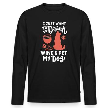 Hundeliebhaber Weintrinker - Männer Premium Bio Langarmshirt - Schwarz - Vorne - Nico (187cm)