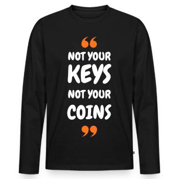 Bitcoin 2025 Security - Not Your Keys Not Your Coi - Männer Premium Bio Langarmshirt - Schwarz - Vorne - Nico (187cm)