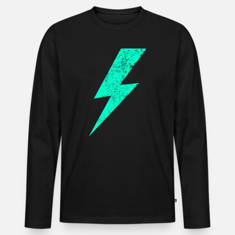 Elektrischer Blitz in Pastell - Männer Premium Bio Langarmshirt - Schwarz