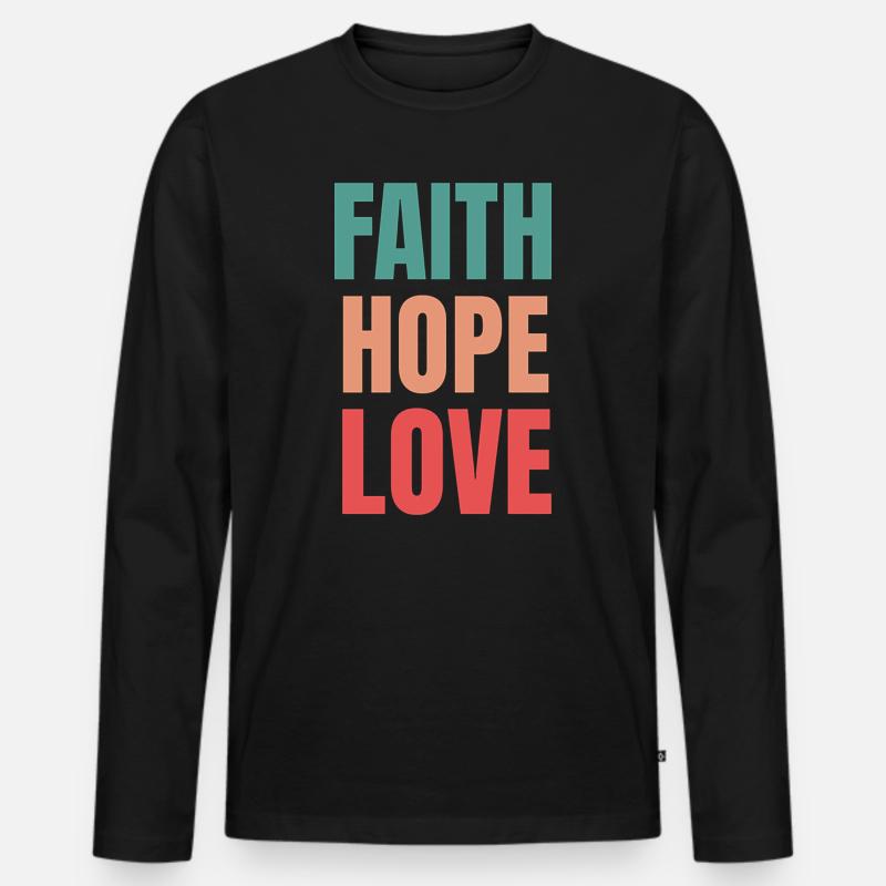 Glaube Hoffnung Liebe - Männer Premium Bio Langarmshirt - Schwarz