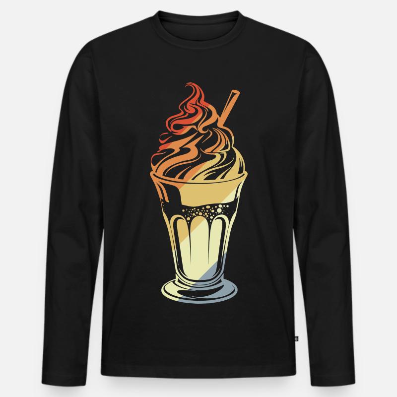 Eisbecher Retro Stil - Männer Premium Bio Langarmshirt - Schwarz