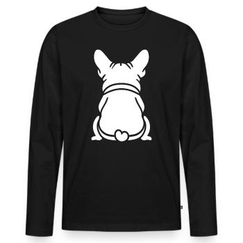 Bulldogge Illustration Herz sitzend - Männer Premium Bio Langarmshirt - Schwarz - Vorne - Nico (187cm)