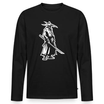 Mystischer Samurai mit Katana - Männer Premium Bio Langarmshirt - Schwarz - Vorne - Nico (187cm)