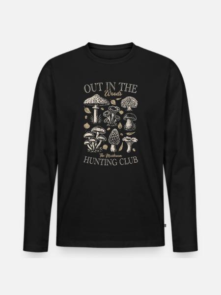 Out in the woods, The Mushroom Hunting Club, Pilze - Männer Premium Bio Langarmshirt - Schwarz