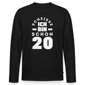 Funny 20th Birthday Gift - Men's Premium Organic Long Sleeve Shirt - black - Front - Nico (187cm)
