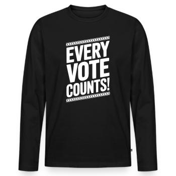 Chaque vote compte - T-shirt manches longues Premium bio Homme - noir - Devant - Nico (187cm)