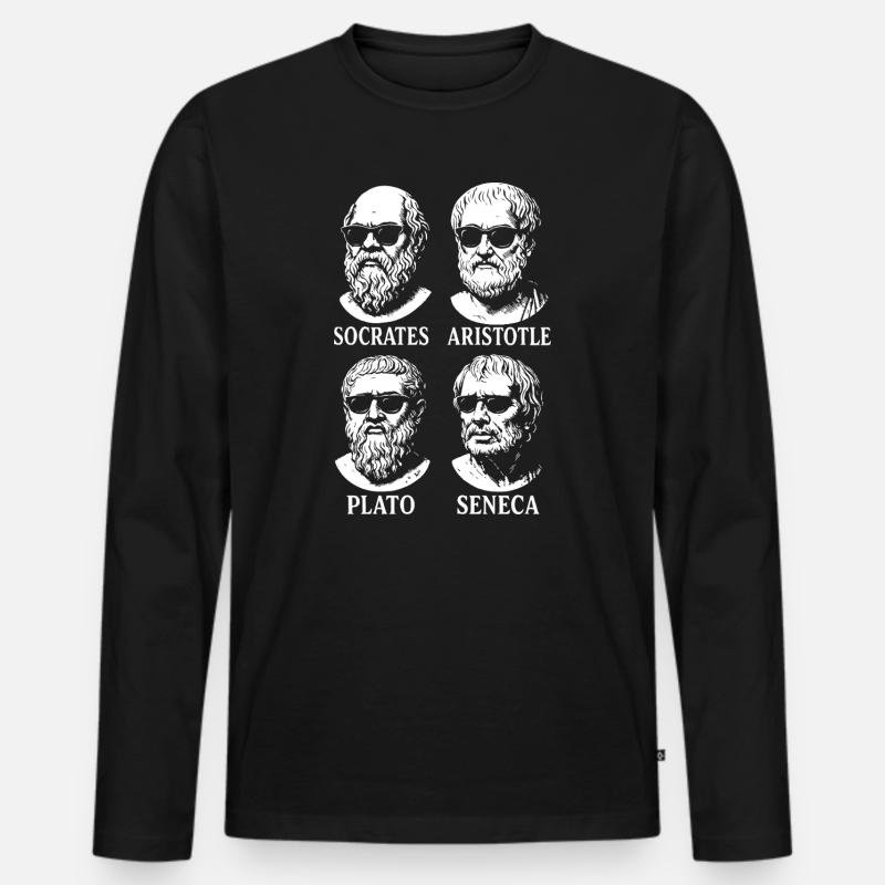 Griechisches Philosophenquartett mit Sonnenbrille - Männer Premium Bio Langarmshirt - Schwarz