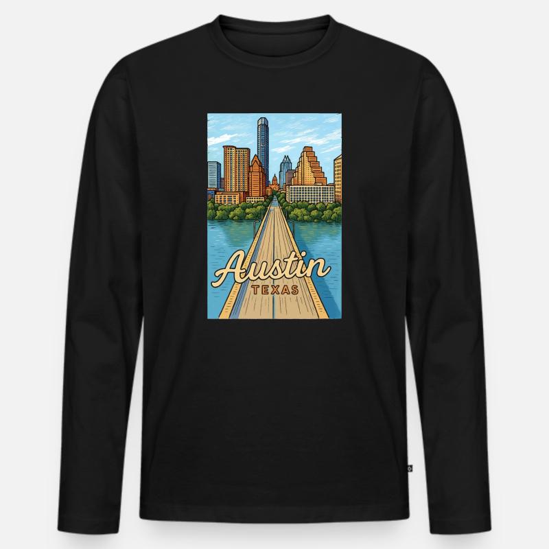 Austin Texas - Männer Premium Bio Langarmshirt - Schwarz
