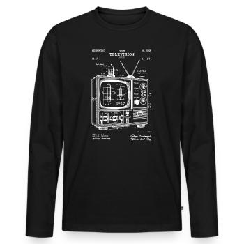 Vintage Television Schematic Blueprint patent Art - Men's Premium Organic Long Sleeve Shirt - black - Front - Nico (187cm)