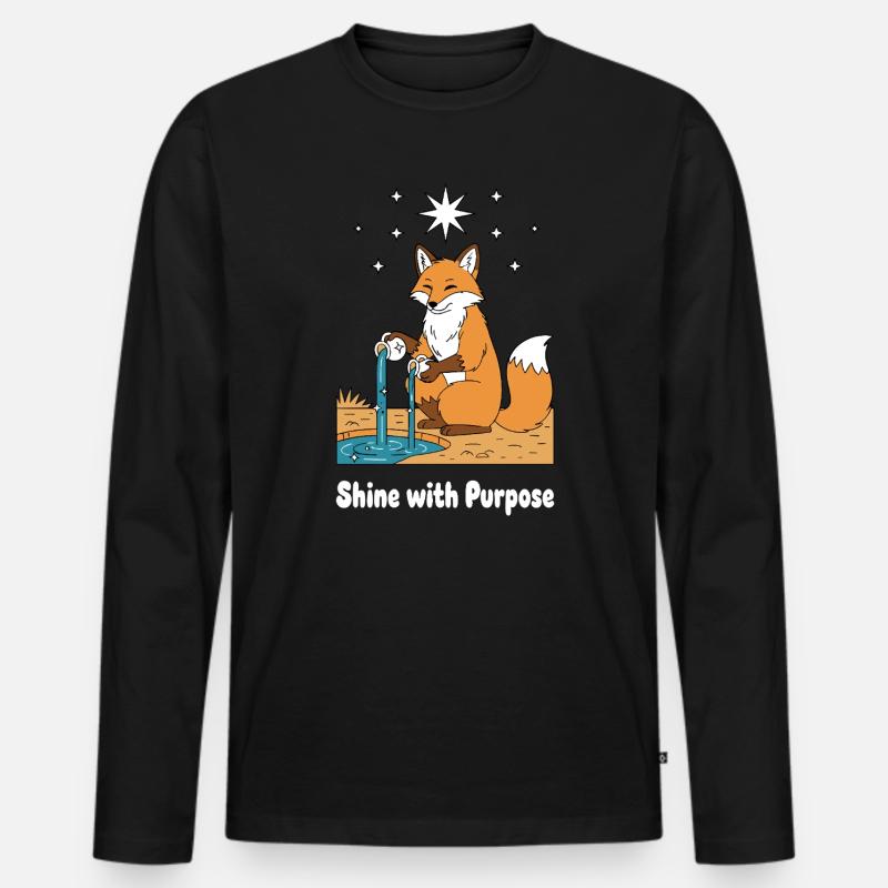 Fuchs leuchtet mit Sinn - Männer Premium Bio Langarmshirt - Schwarz