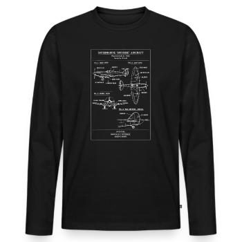Vintage WW2 Spitfire Fighter Blueprint - Männer Premium Bio Langarmshirt - Schwarz - Vorne - Nico (187cm)