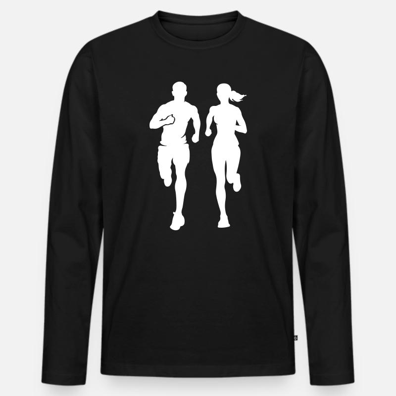 Marathonläufer Team Silhouette Marathon - Männer Premium Bio Langarmshirt - Schwarz