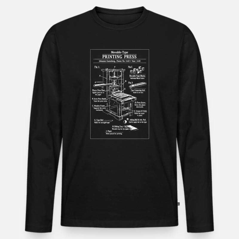 Klassischer Druckerdruck-Bauplan - Männer Premium Bio Langarmshirt - Schwarz