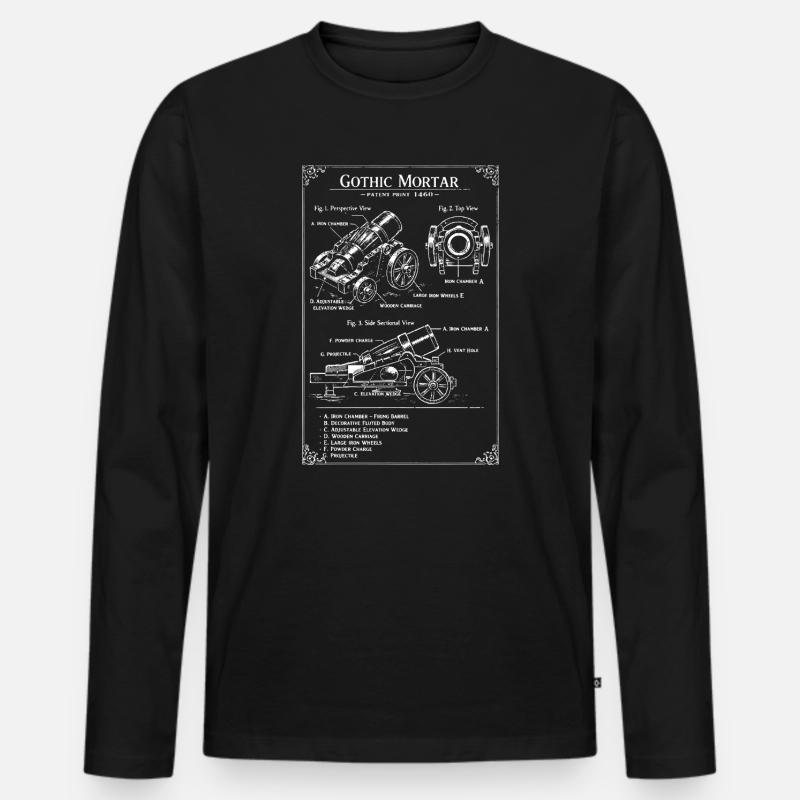 Gotische Mörtel-Blaupause - Männer Premium Bio Langarmshirt - Schwarz