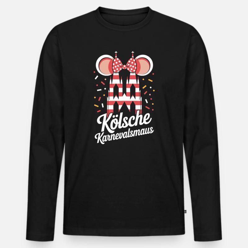 Kölsche Karnevalsmaus Karneval Köln Kölner Maus - Männer Premium Bio Langarmshirt - Schwarz