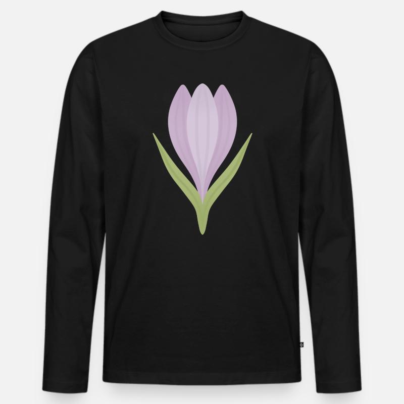 Lilac Crocus Bloom Illustration - Männer Premium Bio Langarmshirt - Schwarz