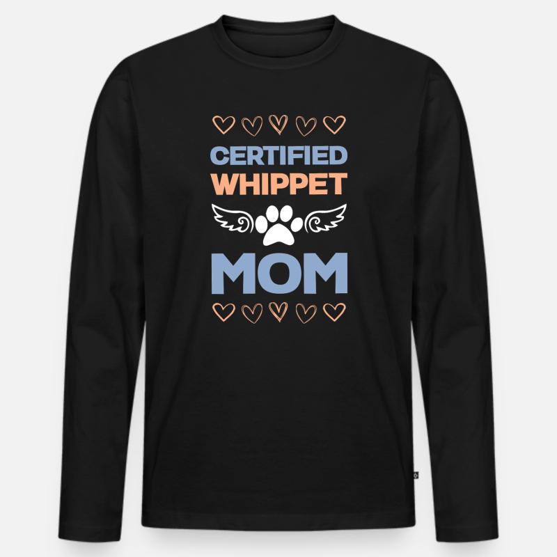Zertifizierte Whippet Mama - Männer Premium Bio Langarmshirt - Schwarz