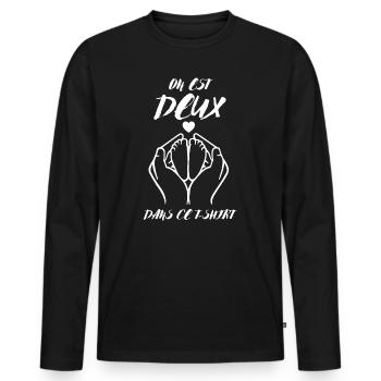 Annonce De Grossesse on Est Deux dans Ce Tee - T-shirt manches longues Premium bio Homme - noir - Devant - Nico (187cm)