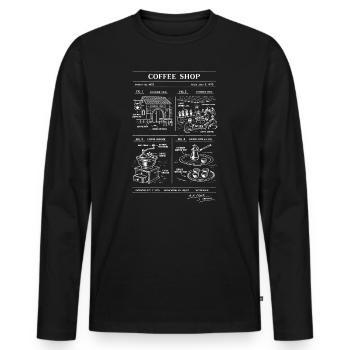 Vintage Coffee Shop Bauplan - Männer Premium Bio Langarmshirt - Schwarz - Vorne - Nico (187cm)