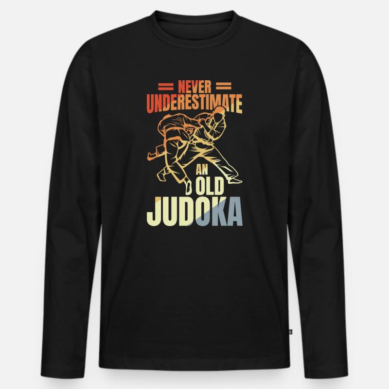 Judo Großvater - Männer Premium Bio Langarmshirt - Schwarz