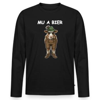 Bier Kuh Bauer Party - Männer Premium Bio Langarmshirt - Schwarz - Vorne - Nico (187cm)