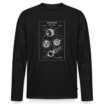 Plan de brevet pour satellite rétro - T-shirt manches longues Premium bio Homme - noir - Devant - Nico (187cm)