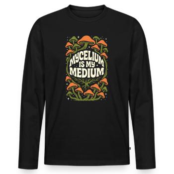 Mycelium Is My Medium | Mycology Fungi - Men's Premium Organic Long Sleeve Shirt - black - Front - Nico (187cm)