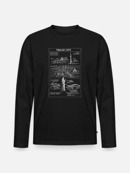 Tbilisi City Sketch Map - Men's Premium Organic Long Sleeve Shirt - black