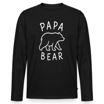 Papa Bear Motif - Men's Premium Organic Long Sleeve Shirt - black - Front - Nico (187cm)