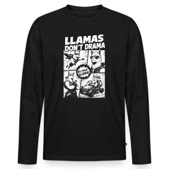 Llama Fashion Action Comic - Men's Premium Organic Long Sleeve Shirt - black - Front - Nico (187cm)