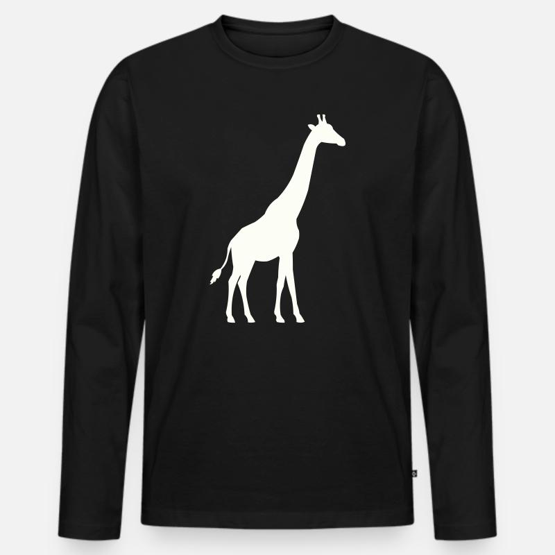 Giraffe Silhouette - Männer Premium Bio Langarmshirt - Schwarz