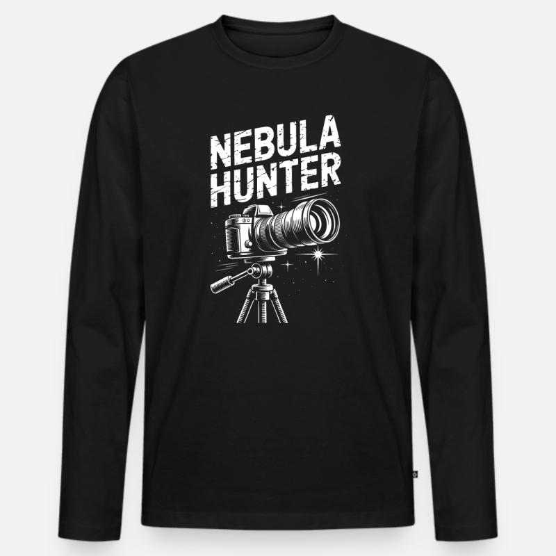 Nebula Hunter Teleskop - Männer Premium Bio Langarmshirt - Schwarz