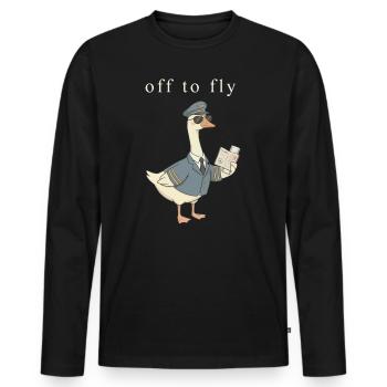 Ente Pilot auf Abflug - Männer Premium Bio Langarmshirt - Schwarz - Vorne - Nico (187cm)