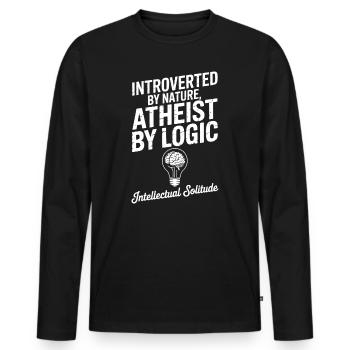 Introverti par nature, athée par logique - T-shirt manches longues Premium bio Homme - noir - Devant - Nico (187cm)