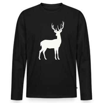 Silhouette de cerf au clair de lune - T-shirt manches longues Premium bio Homme - noir - Devant - Nico (187cm)