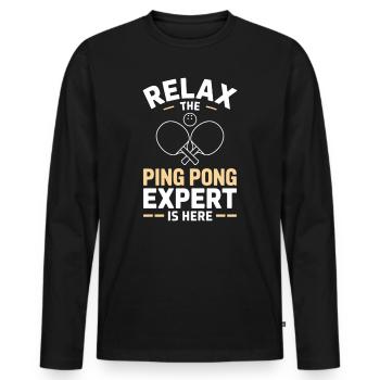 Cadeau pour un joueur de tennis de table de ping-pong - T-shirt manches longues Premium bio Homme - noir - Devant - Nico (187cm)