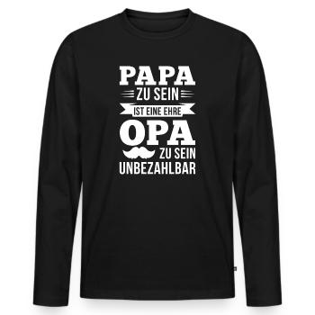 Papa zu sein ist eine Ehre Opa zu sein unbezahlbar - Männer Premium Bio Langarmshirt - Schwarz - Vorne - Nico (187cm)