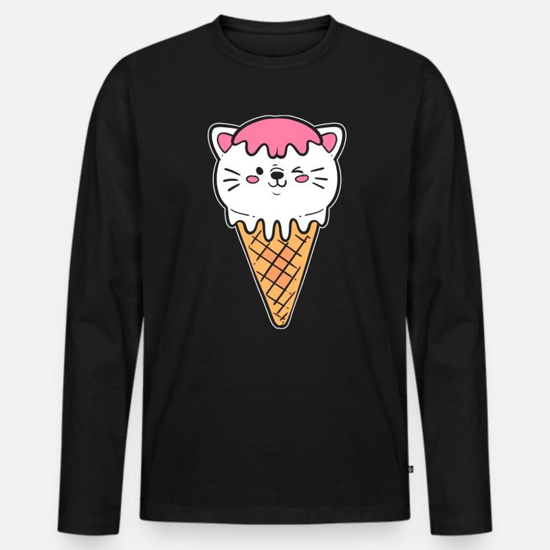 Eiscreme Katze Eiscreme -Kassierer - Männer Premium Bio Langarmshirt - Schwarz