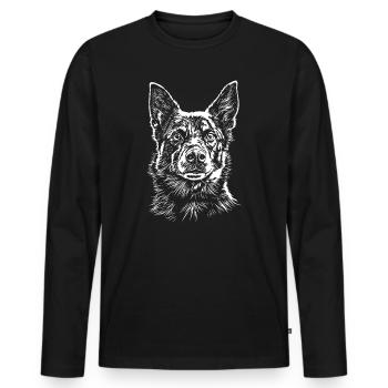 Kelpie australien Portrait chien de troupeau - T-shirt manches longues Premium bio Homme - noir - Devant - Nico (187cm)