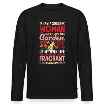 I Am A Single Woman And I Am The Garden Of My - Men's Premium Organic Long Sleeve Shirt - black - Front - Nico (187cm)