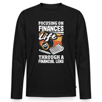Se concentrer sur les finances La vie par le biais d’une - T-shirt manches longues Premium bio Homme - noir - Devant - Nico (187cm)