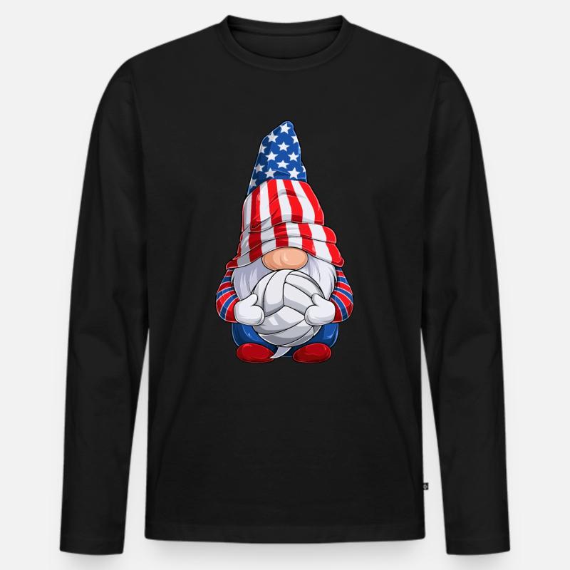 Gnome mit Volleyball oder Beachvolleyball - Männer Premium Bio Langarmshirt - Schwarz