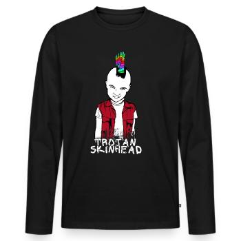 Punk Skinhead Rebellion Oi Geschenkidee Anarchist - Männer Premium Bio Langarmshirt - Schwarz - Vorne - Nico (187cm)