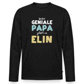 Dieser Geniale Papa Gehört Zu Elin - Männer Premium Bio Langarmshirt - Schwarz - Vorne - Nico (187cm)