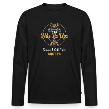 La vie a ses hauts et ses bas... - T-shirt manches longues Premium bio Homme - noir - Devant - Nico (187cm)